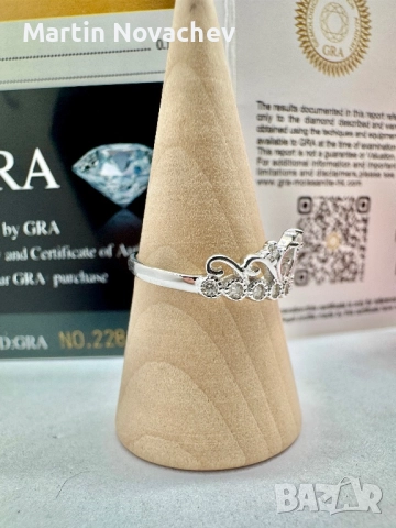 Сребърен пръстен с мойсанит (Диамант) 1.3 карата, снимка 4 - Пръстени - 52252861