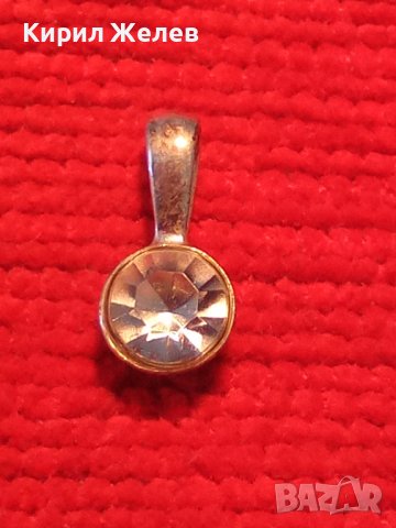 ФИНО СРЕБЪРНО МОДНО АРТ МЕДАЛЬОНЧЕ СРЕБРО с БЯЛА ПОЗЛАТА и ФАСЕТИРАН ПЛАНИНСКИ КРИСТАЛ 38693