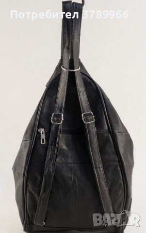 Модерна дамска черна раница с ципове от естествена кожа. , снимка 4 - Чанти - 44500427