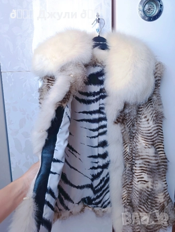 Елек с естествен косъм от рис и полярна лисица, снимка 3 - Елеци - 51654904