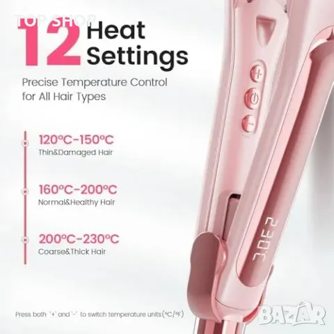 Нова Керамична преса за коса с 42 мм широки плочи идеална за гъста коса, снимка 6 - Преси за коса - 49238485