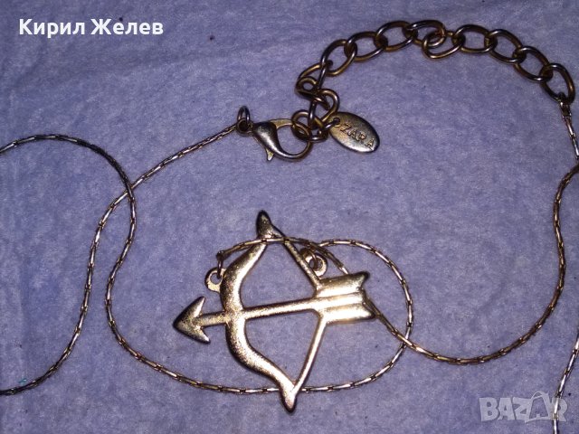 ZARA ФИНО МАРКОВО ПОЗЛАТЕНО БРОНЗОВО ВИНТИДЖ АРТ КОЛИЕ с ФИГУРАЛЕН ПЕНДАНТ ЛЪКА на АМУР 38646, снимка 7 - Колиета, медальони, синджири - 41682637