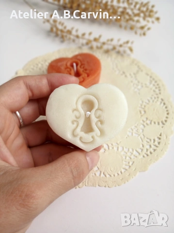 Ароматни чаени свещички сърце с ключалка, уникален модел в комплект от 10 бр., снимка 3 - Декорация за дома - 53604064