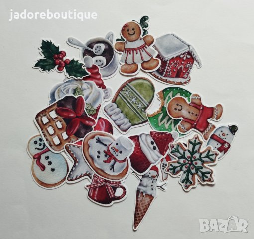 Дизайнерски скрапбук стикери Коледни сладки 21 бр - V097, снимка 2 - Други - 42470459