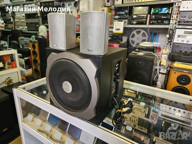 Бас каса Trust 19019-02 с две колони Elite. В отлично техническо и визуално състояние., снимка 6 - Тонколони - 51793015