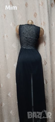 Atmosphere S Черна дълга рокля от дантелена и ефирен тюл, снимка 6 - Рокли - 40127447