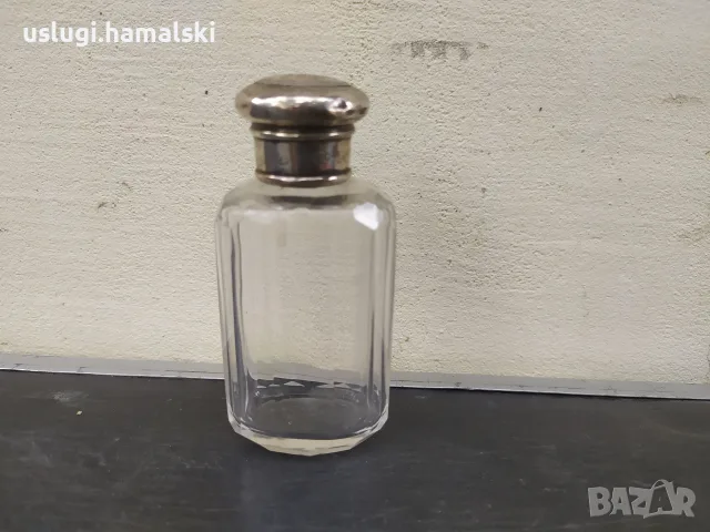 Старинно шише от парфюм сребро/кристал