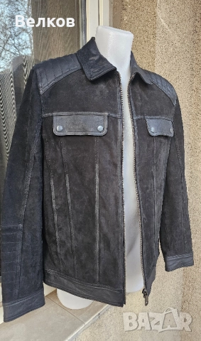 Мъжко кожено яке от велур и естествена кожа – размер L - цена 250 евро