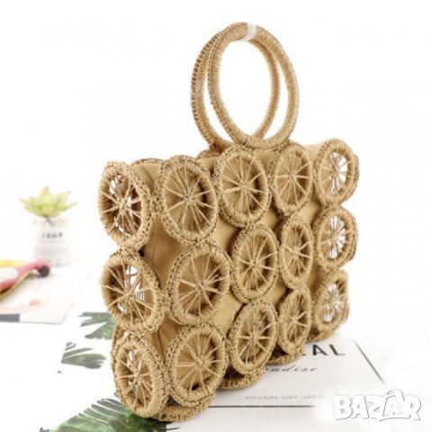 Плетена чанта Lemons Brown, снимка 9 - Чанти - 41477324