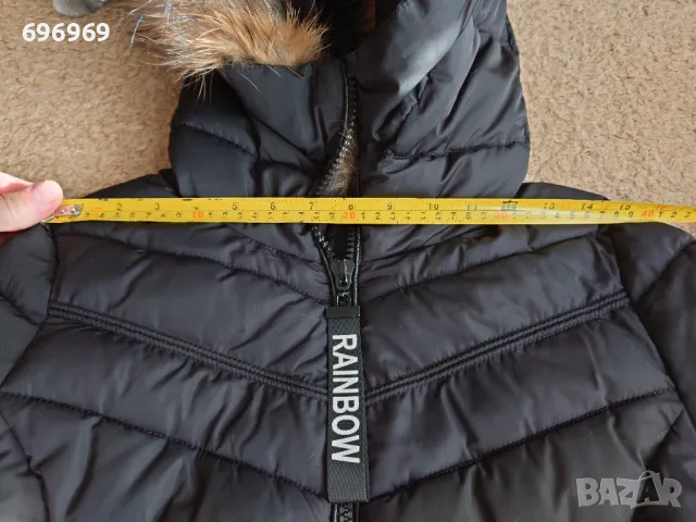 Черно късо зимно яке с естествен пух, снимка 8 - Якета - 48002026