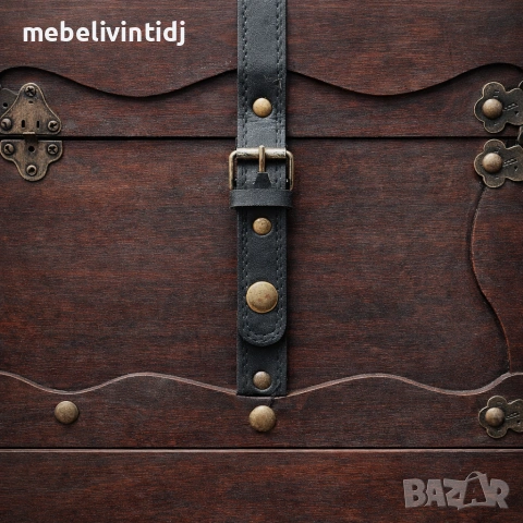 Антична дървена ракла с метални обкови, снимка 8 - Ракли - 53557755