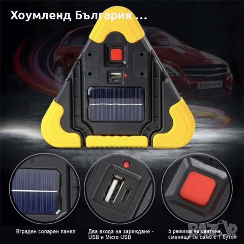 Соларен LED мощен прожектор, авариен фенер, презаредим фенер с 5 режима, снимка 7 - Къмпинг осветление - 42013998