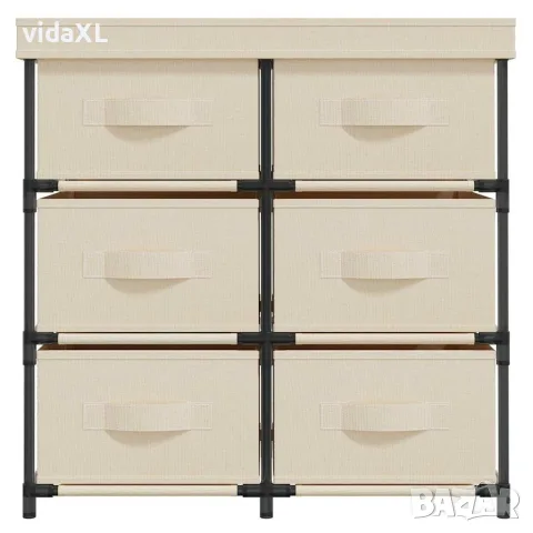 vidaXL Шкаф за съхранение с 6 чекмеджета, 55x29x55 см, кремав, стомана, снимка 3 - Шкафове - 56147138