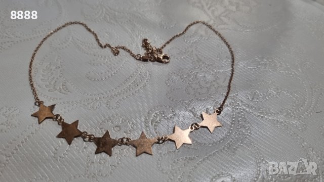 Сребърно колие с розава позлата 