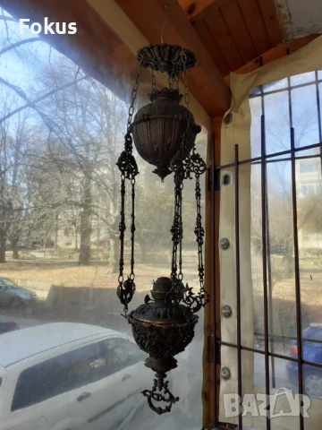 Страхотен чугунен полилей абажур на газ, снимка 2 - Антикварни и старинни предмети - 50863159