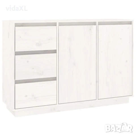 vidaXL Сайдборд, бял, 111x34x75 см, бор масив(SKU:813805)