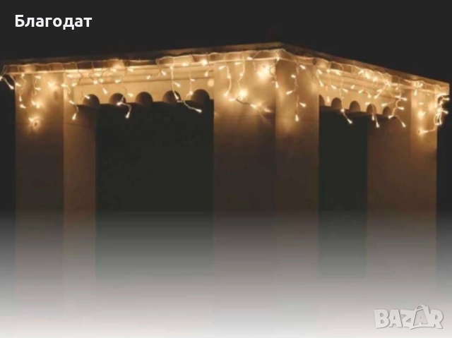 Коледна LED светлинна завеса, 100% водо и влаго защитена, Дължина: 3метра, Висулки: 60см, бял кабел,, снимка 3 - Декорация за дома - 52476850