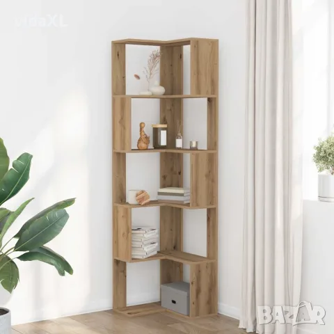 vidaXL Ъглова етажерка 5 нива дъб артизан 50x50x179 см инженерно дърво, снимка 2 - Етажерки - 56148181