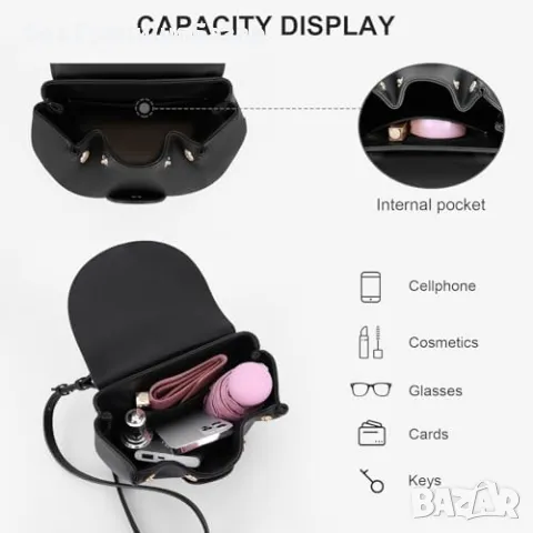 Нова Дамска чанта от еко кожа с презрамка, мини раница, елегантен дизайн, снимка 4 - Чанти - 47368609