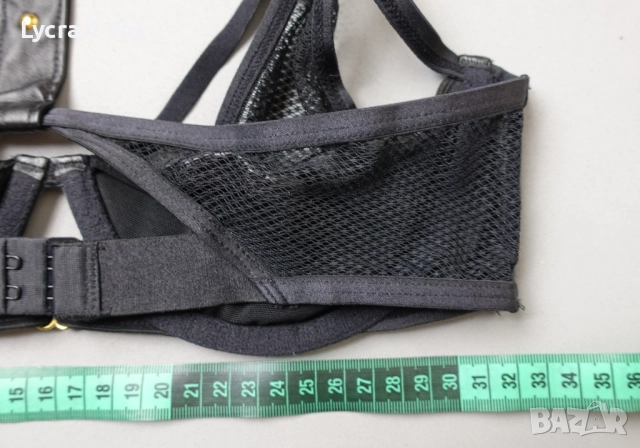 75В черен сутиен от еко кожа и прозрачна мрежа, снимка 9 - Бельо - 51862105