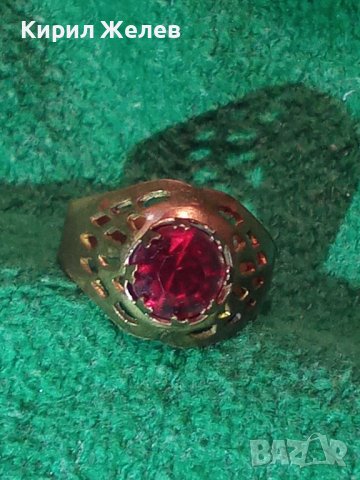 СТАРИНЕН МЕСИНГОВ АЖУРЕН МАЙСТОРСКИ СКЪПОЦЕНЕН ПРЪСТЕН с ГОЛЯМ ЮВЕЛИРНО ФАСЕТИРАН ГРАНАТ 27156, снимка 9 - Антикварни и старинни предмети - 36772038