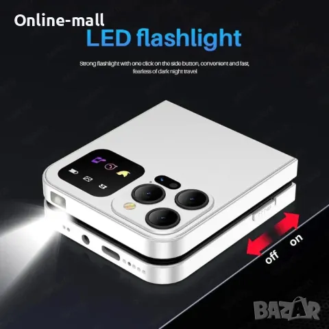 Мини Сгъваем Телефон Mini Flip A50 Smart Phone с 2 SIM карти Мини Телефон, снимка 7 - Други - 48075458