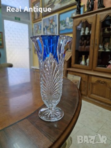 Страхотна антикварна немска ваза цветен кристал , снимка 3 - Антикварни и старинни предмети - 41307504