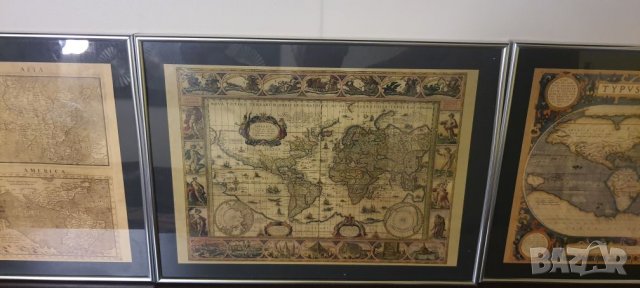 Картини стари географски карти 5 броя, снимка 5 - Картини - 34531511