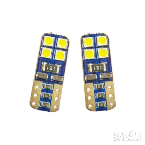 LED крушки T10 CANBUS 8 SMD 3030 бели 12V 2 броя