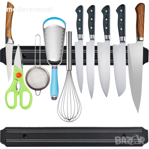 Магнитна стойка за ножове, кухненски ножици и други метални аксесоари, снимка 2 - Аксесоари за кухня - 51484542