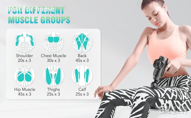 Мощен масажор EKUPUZ Massage Gun, снимка 10 - Масажори - 39224025