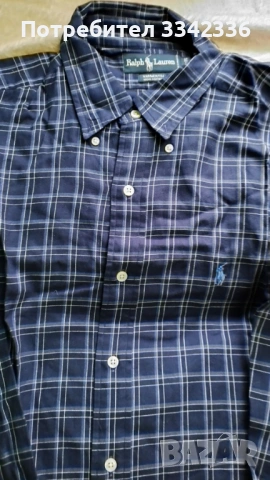 Тъмносиня риза - Мъжка карирана риза - 16 1/2, снимка 4 - Ризи - 53462138