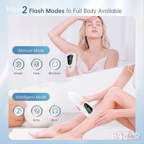 IPL лазерна епилация за лице, тяло , бикини подходящ за жени и мъже, домашен лазерен епилатор с лед, снимка 7 - Епилатори - 48739304