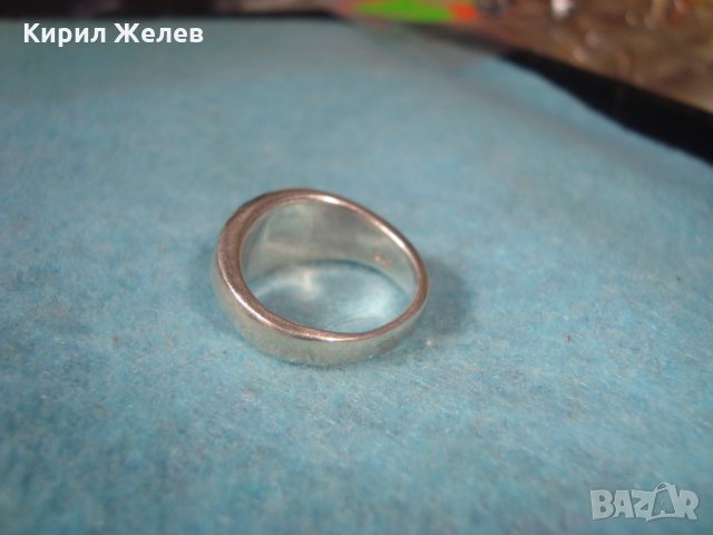 СТАР СРЕБЪРЕН ПРЪСТЕН СРЕБРО 925 АНГЛИЯ с ЧЕРЕН ШЛИФОВАН ОНИКС РЪЧНА АРТ ИЗРАБОТКА 25834, снимка 11 - Пръстени - 35747943