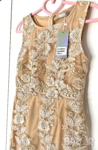 Разпродажба Красива официална елегантна рокля по тялото с бродерии Нова, снимка 2 - Рокли - 52881449