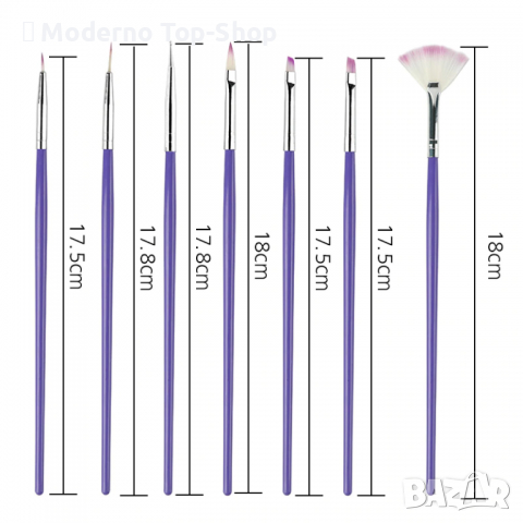 Четки комплект от 7 бр за Арт маникюр, снимка 4 - Продукти за маникюр - 36293224