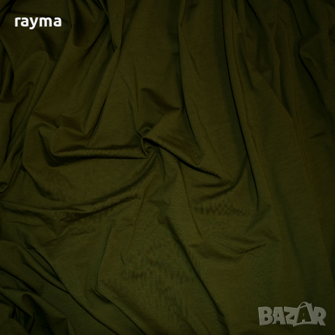 Плат маслено зелено мерсеризирано памучно трико