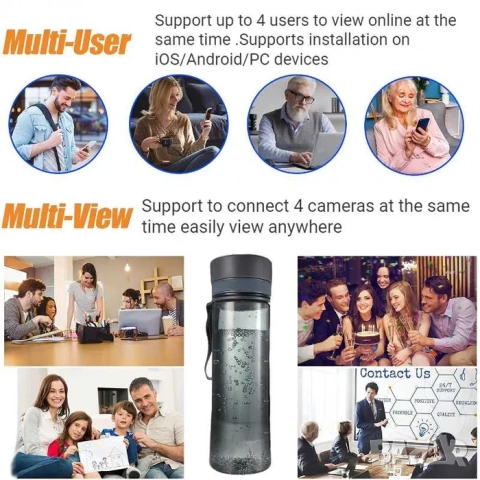 4К WIFI безжична скрита шпионска камера в спортна бутилка за вода, снимка 6 - HD камери - 52210143