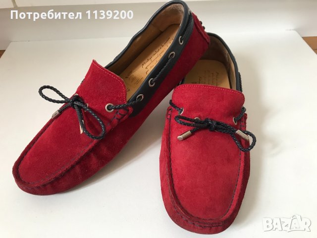 IZAC 41 червени мокасини естествена кожа ръчна изработка, снимка 7 - Мокасини - 34485601