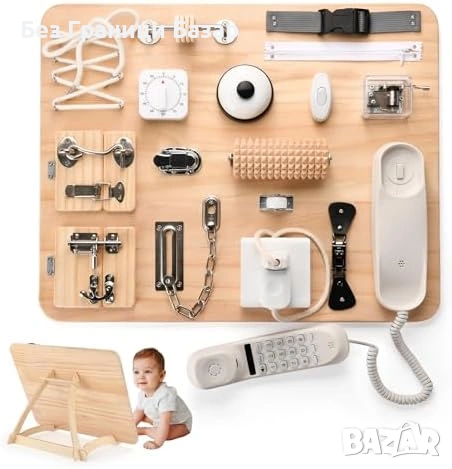 Нов Дървен Montessori Busy Board 21 Активности За Малки Деца Играчка