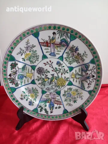 Стара Голяма КИТАЙСКА Чиния ,Green Canton ,Famille VERTE