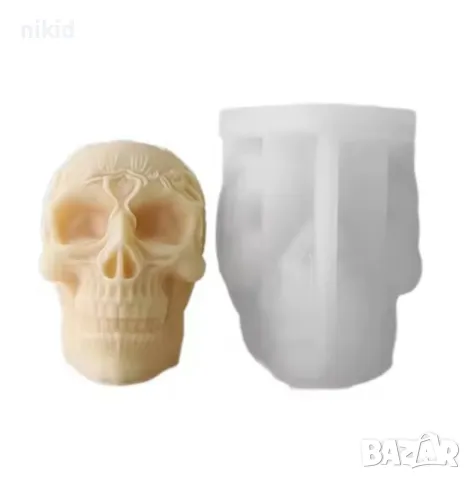 3D човешки череп силиконов молд форма за фондан гипс сапун смола и др украса, снимка 2 - Форми - 49980849