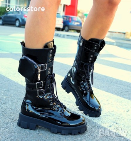 Черни лачени ботуши код L237, снимка 2 - Дамски ботуши - 35689054