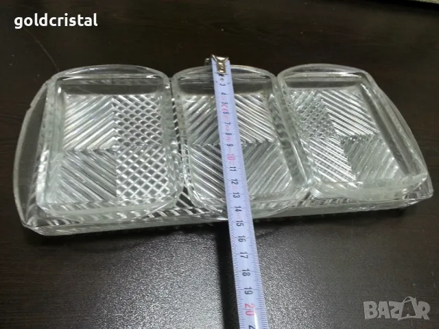 старо стъклено плато поднос с чинийки , снимка 3 - Антикварни и старинни предмети - 48936227