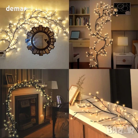 Умни лампички за домашен декор от клонки, 144 LED, приложение и дистанционно, синхронизирне с музика, снимка 6 - Лед осветление - 50593406