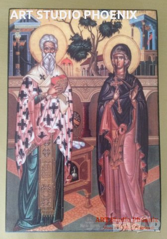 Икона на Св. Св. Киприян и Иустина icona Sv. Sv. Kiprian i Iustina, снимка 1 - Картини - 13738949