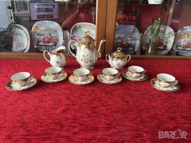 Изискан винтидж порцеланов сервиз за кафе/чай Bavarian PR – Истински барок с 22к злато