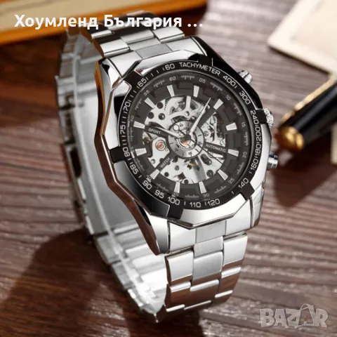 Механичен самонавиващ се мъжки часовник с Open Heart дизайн, снимка 14 - Мъжки - 48767969