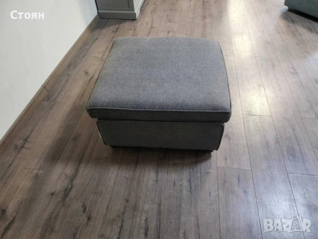 Сива табуретка от плат с функция ракла, снимка 3 - Дивани и мека мебел - 51966582