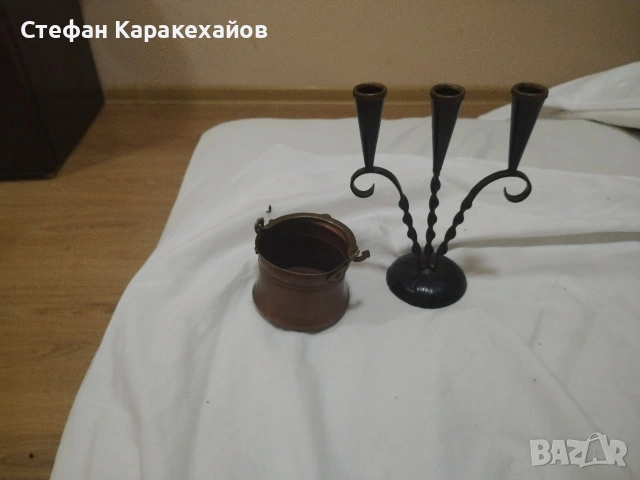медно менче и свещник, снимка 2 - Декорация за дома - 53600808